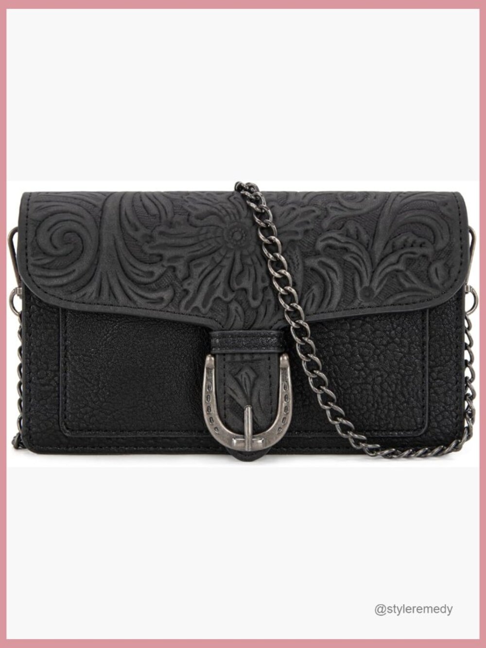 Small Faux Leather Crossbody Purse with Chain Strap Western Clutch Handbag